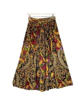 ❤️Vintage 90s 100% Silk Skirt, Dark Florals, Paisley, Dark Femme